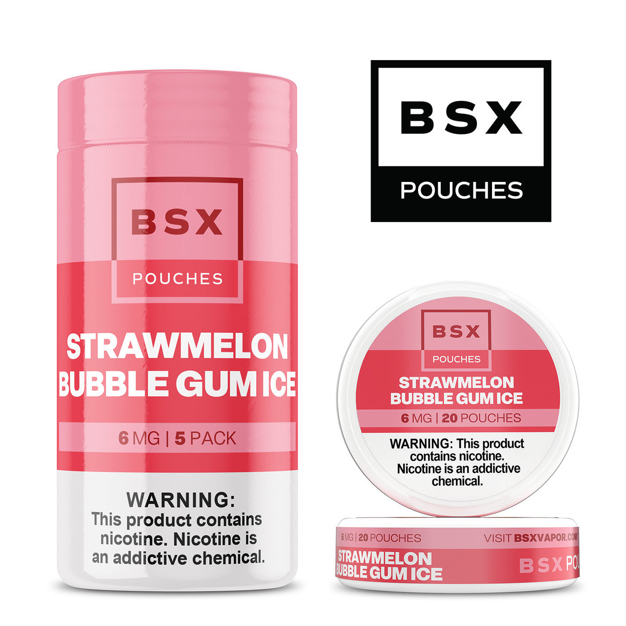 BSX Nicotine Pouches - Strawmelon Bubblegum Ice