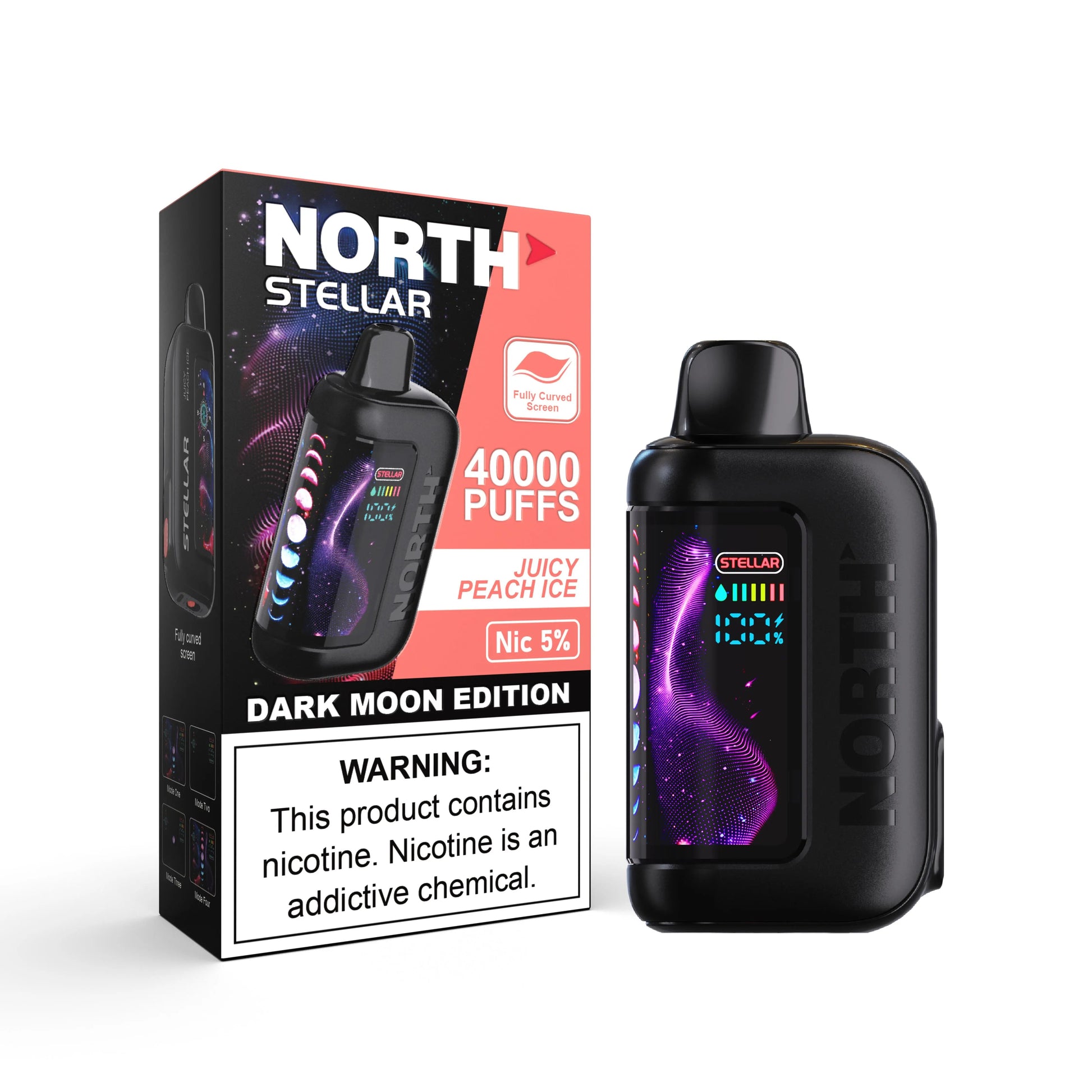 North Stellar 40K Dark Moon Edition Vape - Juicy Peach Ice