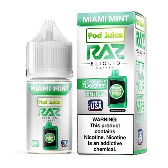 POD Juice x RAZ Series Nicotine Salt E-Liquid 30ML - Miami Mint