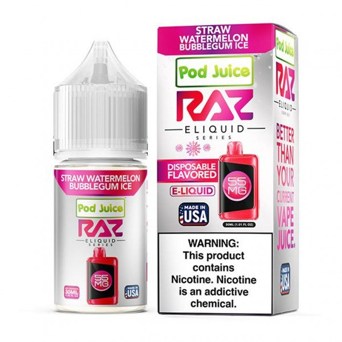 POD Juice x RAZ Series Nicotine Salt E-Liquid 30ML - Straw Watermelon Bubblegum Ice