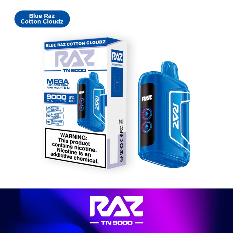 RAZ TN9000 Disposable - Blue Raz Cotton Cloudz