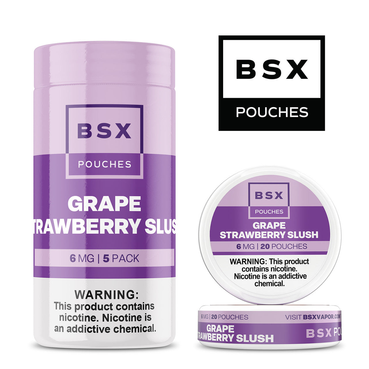 BSX Nicotine Pouches - Grape Strawberry Slush 