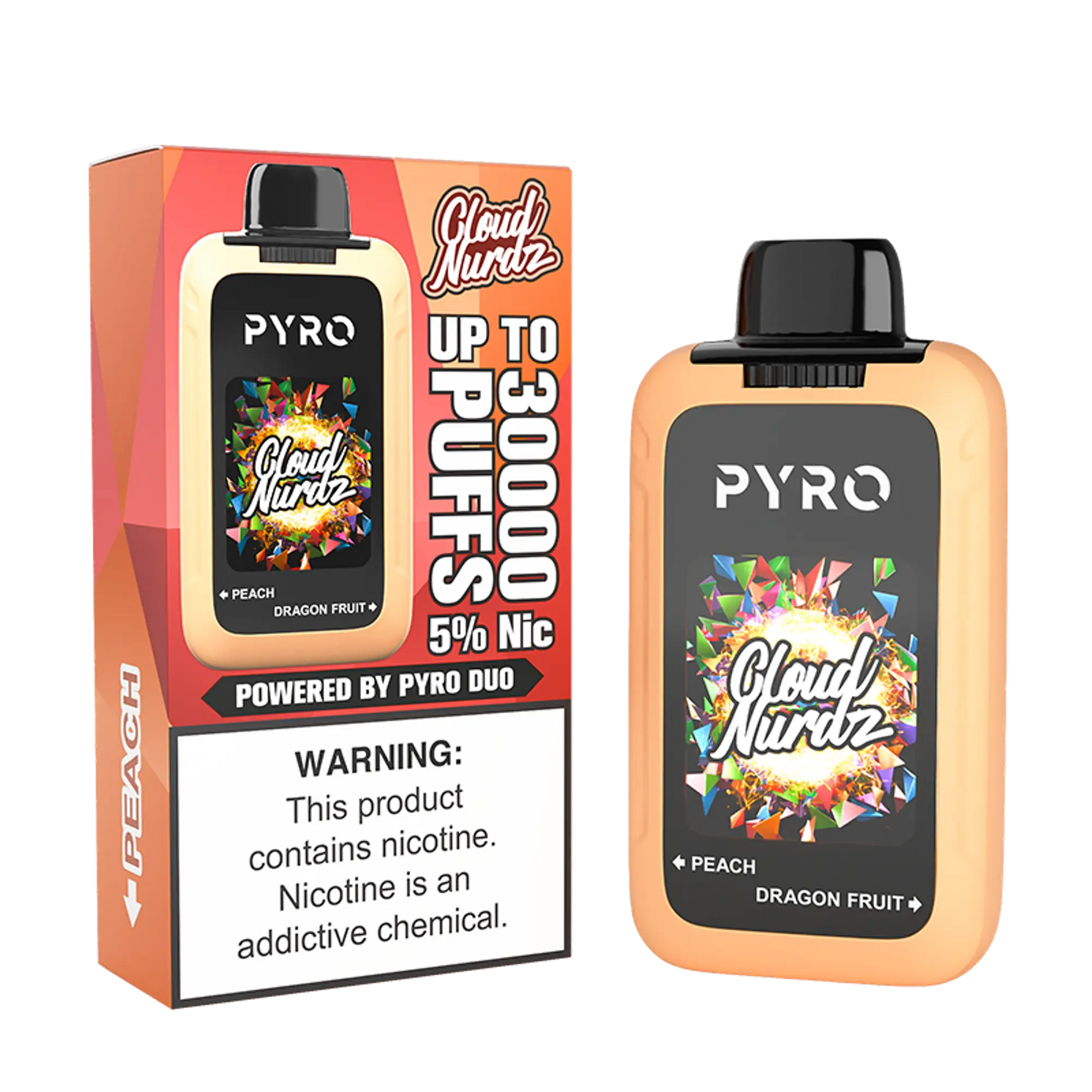 Cloud Nurdz X Pyro Duo 30K - Peach + Dragon Fruit 