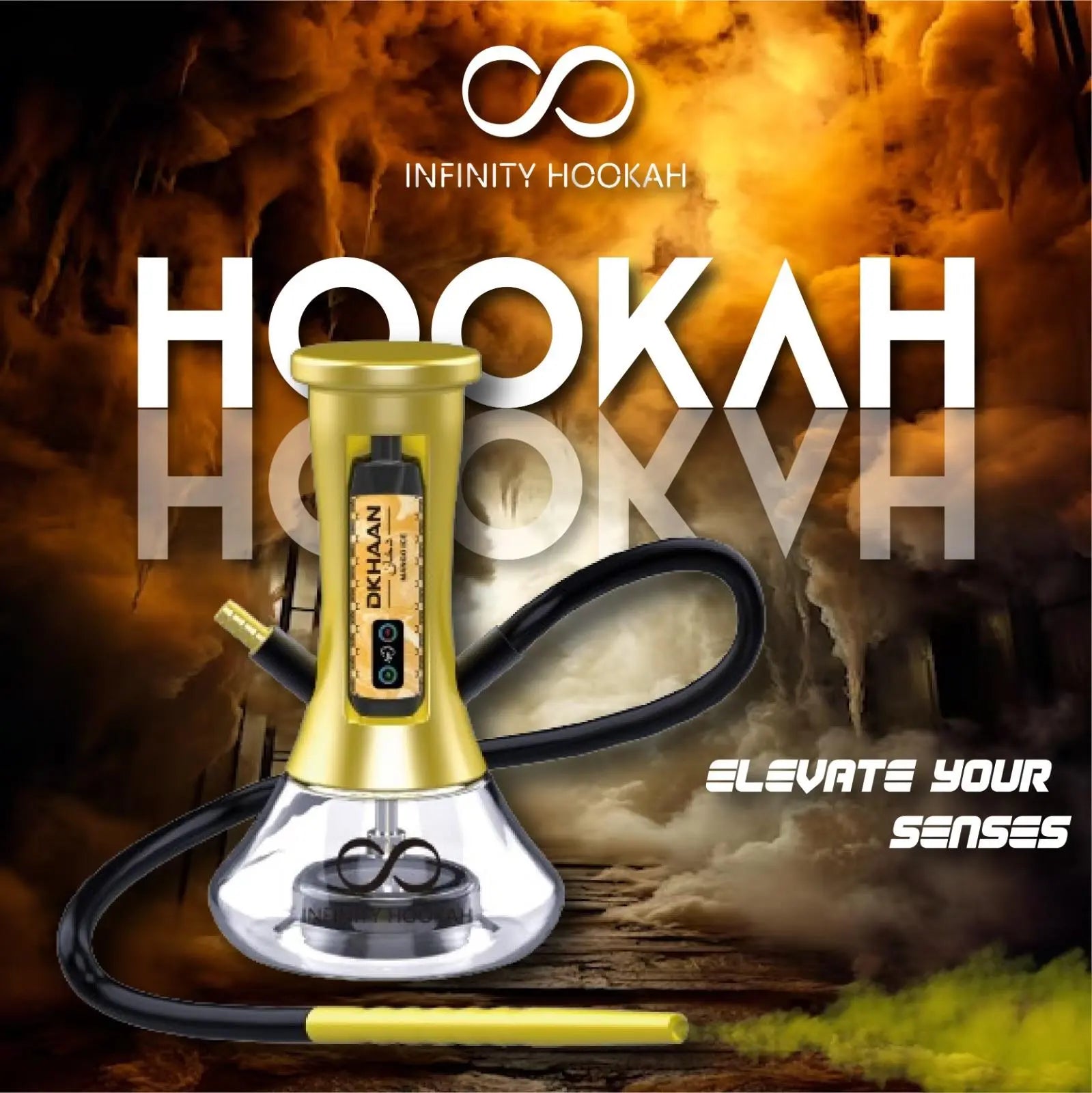 DKHAAN INFINITY PORTABLE HOOKAH KIT (FREE DKHAAN VAPE) - Gold 