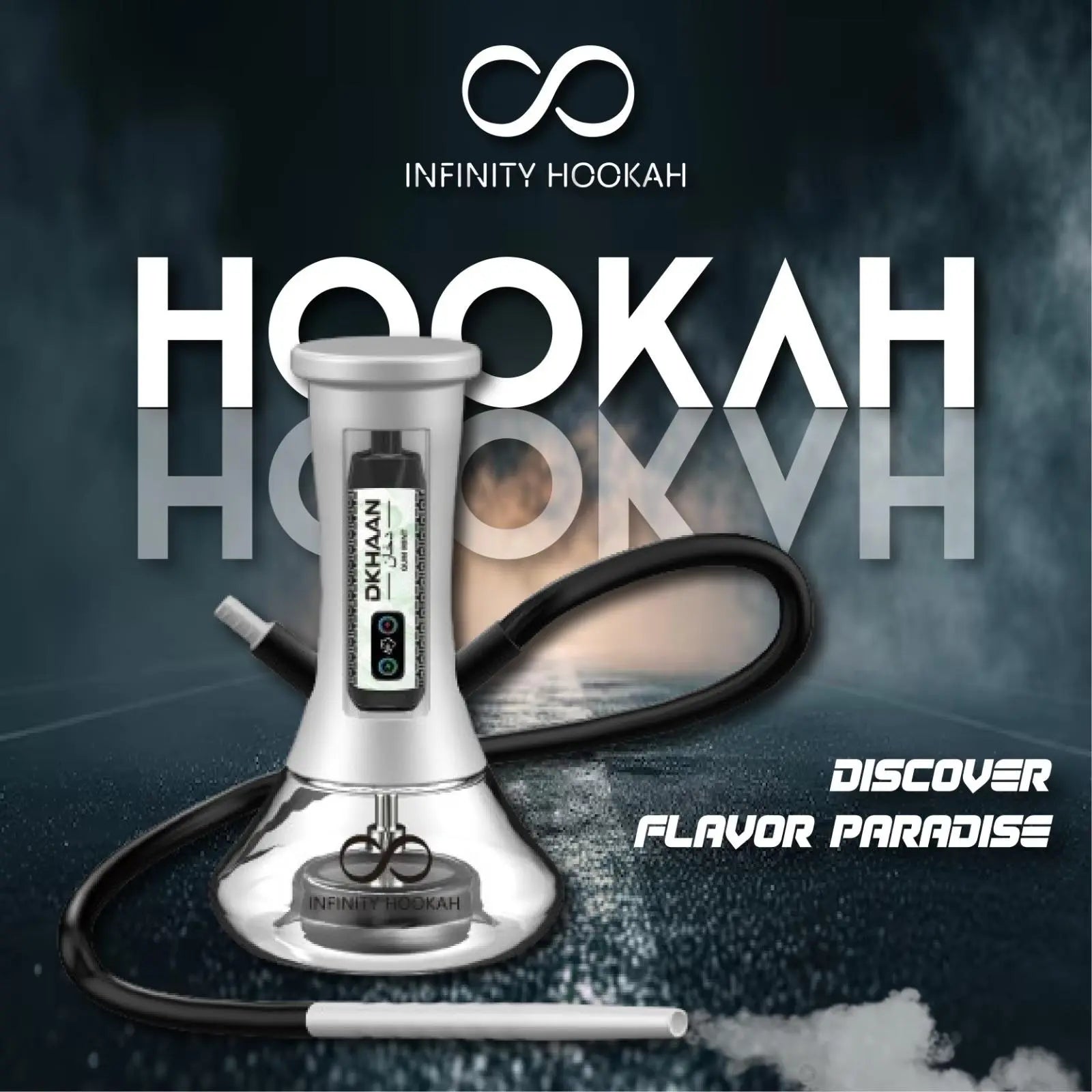 DKHAAN INFINITY PORTABLE HOOKAH KIT (FREE DKHAAN VAPE) - Silver 