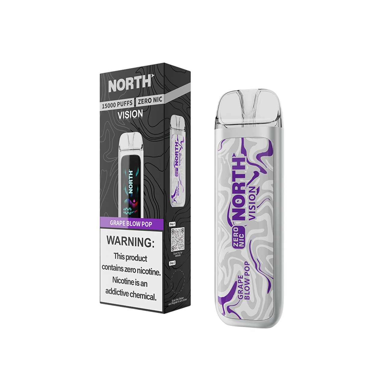 North Vision 15K Zero Nicotine Disposable - Grape Blow Pop