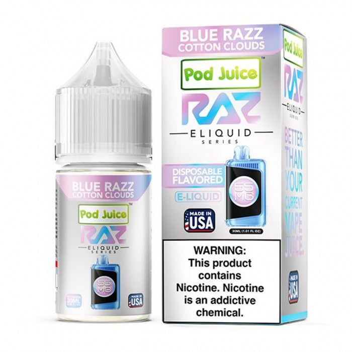 POD Juice x RAZ Series Nicotine Salt E-Liquid 30ML - Blue Razz Cotton Clouds 