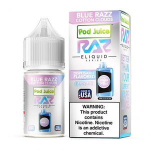 POD Juice x RAZ Series Nicotine Salt E-Liquid 30ML - Blue Razz Cotton Clouds 