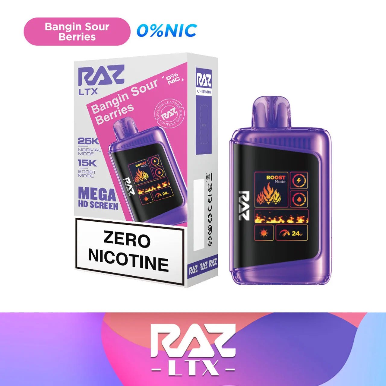 RAZ LTX 25K Zero Nicotine Disposable - Bangin Sour Berries 