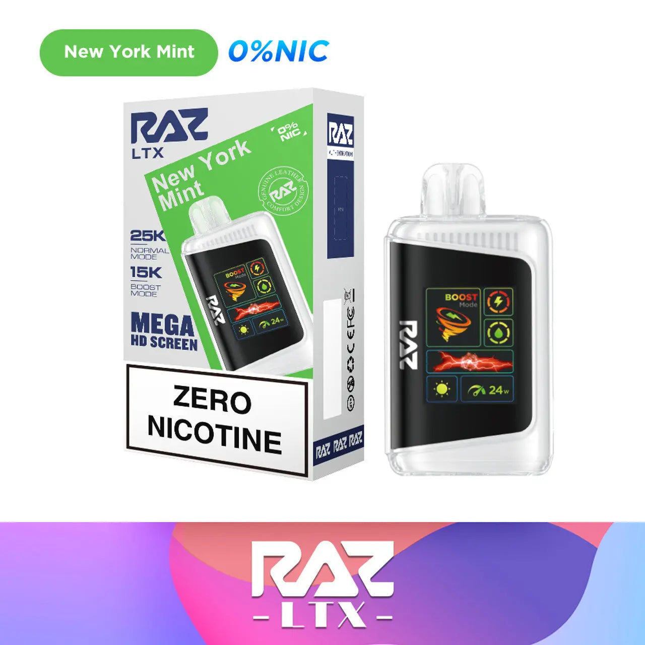 RAZ LTX 25K Zero Nicotine Disposable - New York Mint 