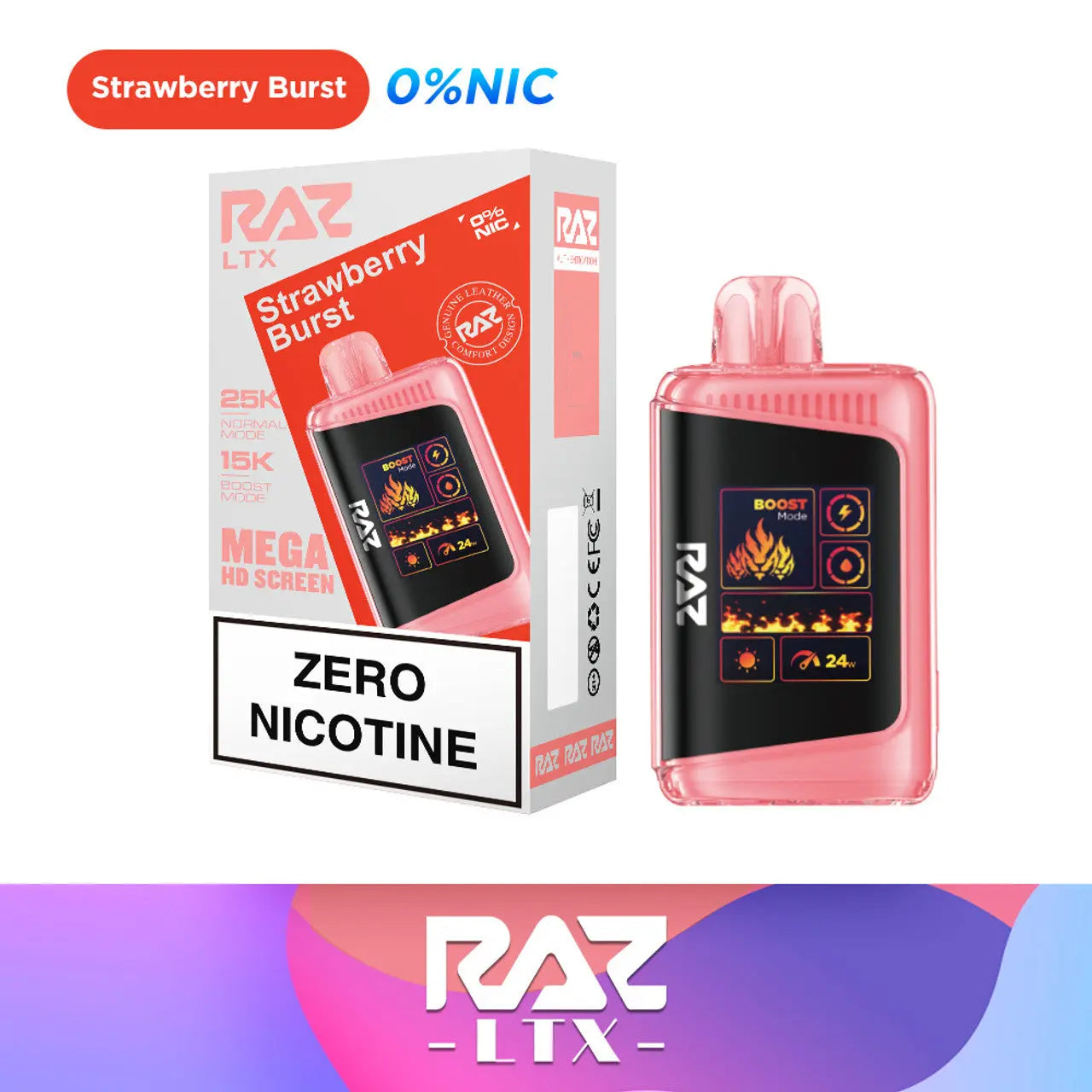 RAZ LTX 25K Zero Nicotine Disposable - Strawberry Burst 